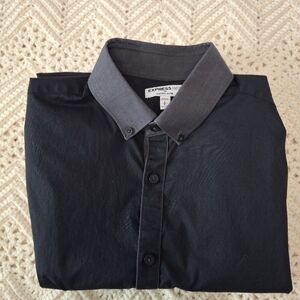 Express 1MX Extra Slim Fit Black Long Sleeve Button Down Shirt Size Small